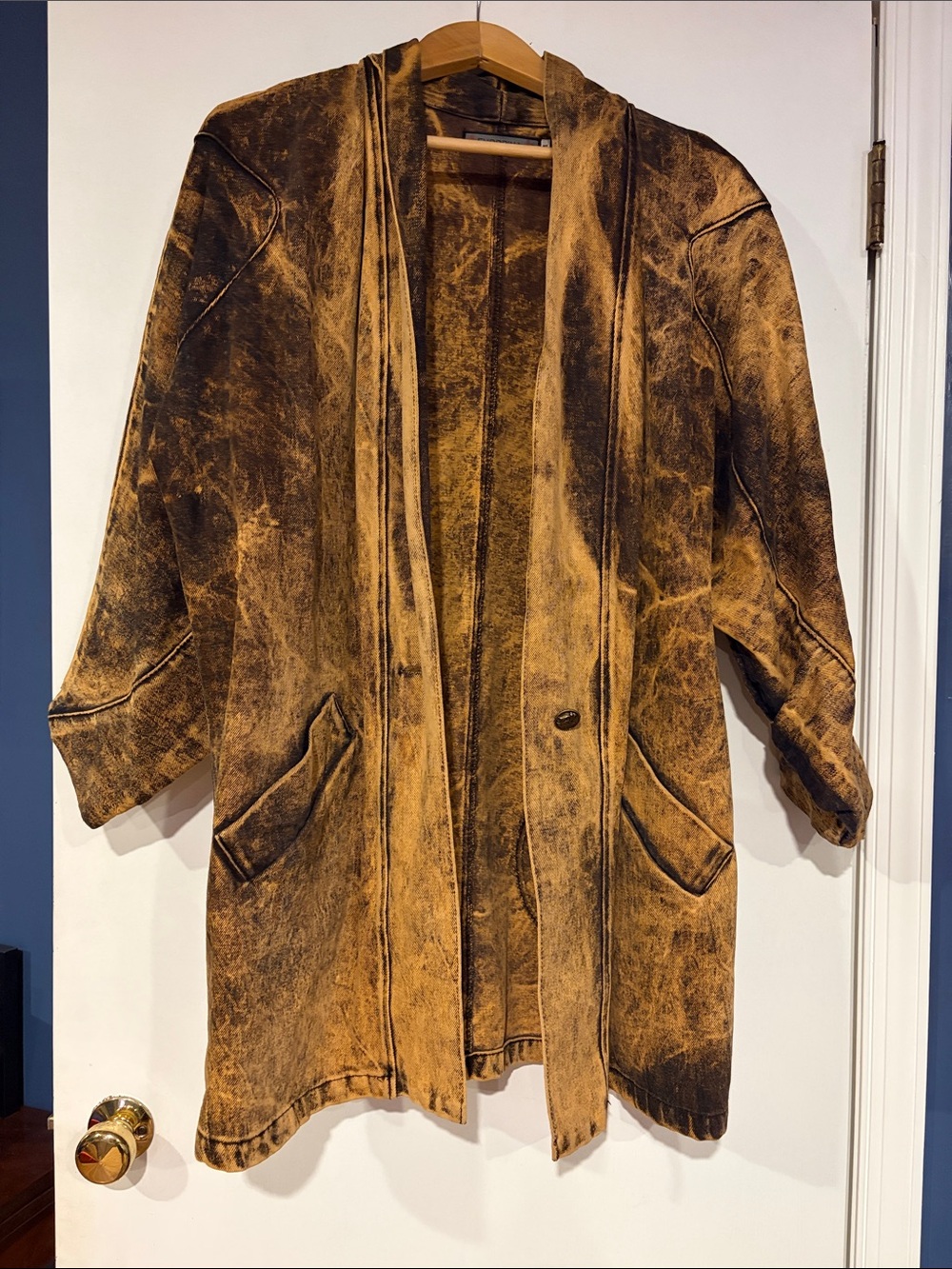 Vintage 1980s Acid-Wash / Bleach-Dyed Denim Oversized Jacket
